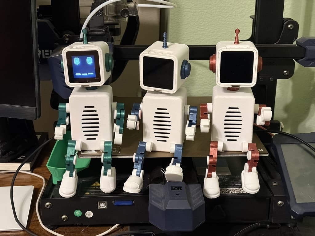 Three assembled DocsBot Robots in different finishes